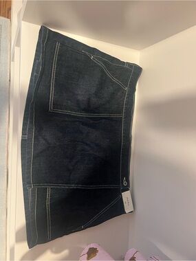 Abercrombie & Fitch Dark Indigo Denim Skirt with Contrast Stitching